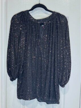 Vince Camuto Sequin Keyhole Neck Blouse 2X - Black. New with Tags.
